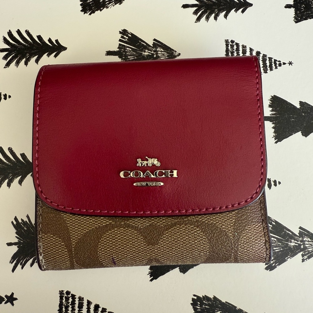 Coach Burgundy and Brown Women's Wallet